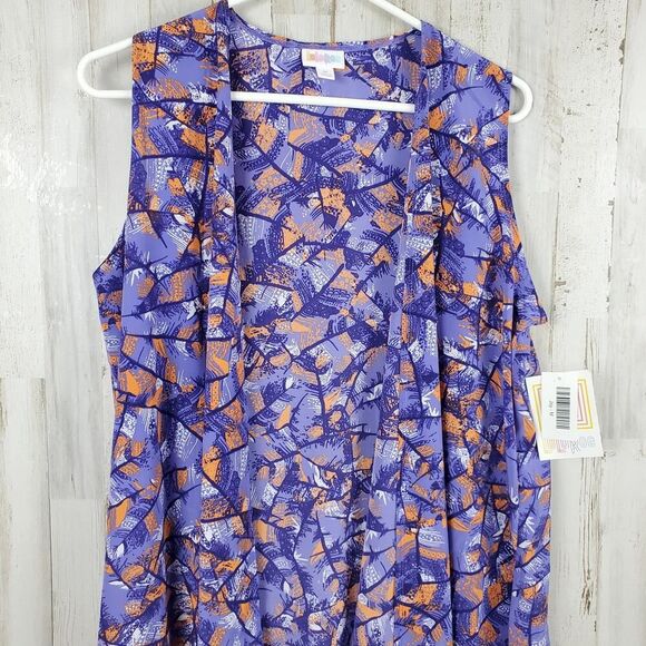 LuLaRoe Joy Duster Vest Purple Orange Size Medium - Picture 4 of 8
